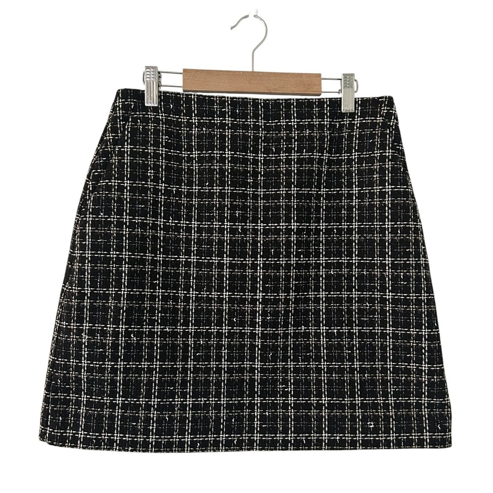 LOFT Women's Tweed Metallic A-Line Black Preppy Short Academia Mini Skirt 4